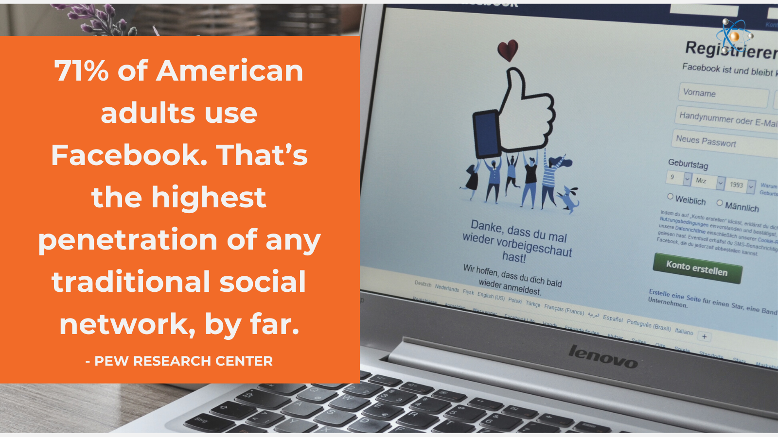 71% american adults facebook pew research center social network b2b -  Karlyn Ankrom